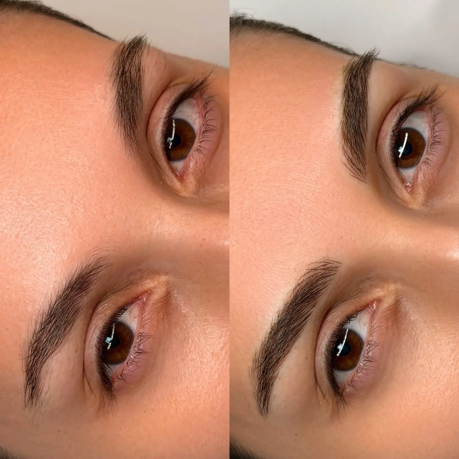 Naturale Brows, antes y después en primer plano de la ceja